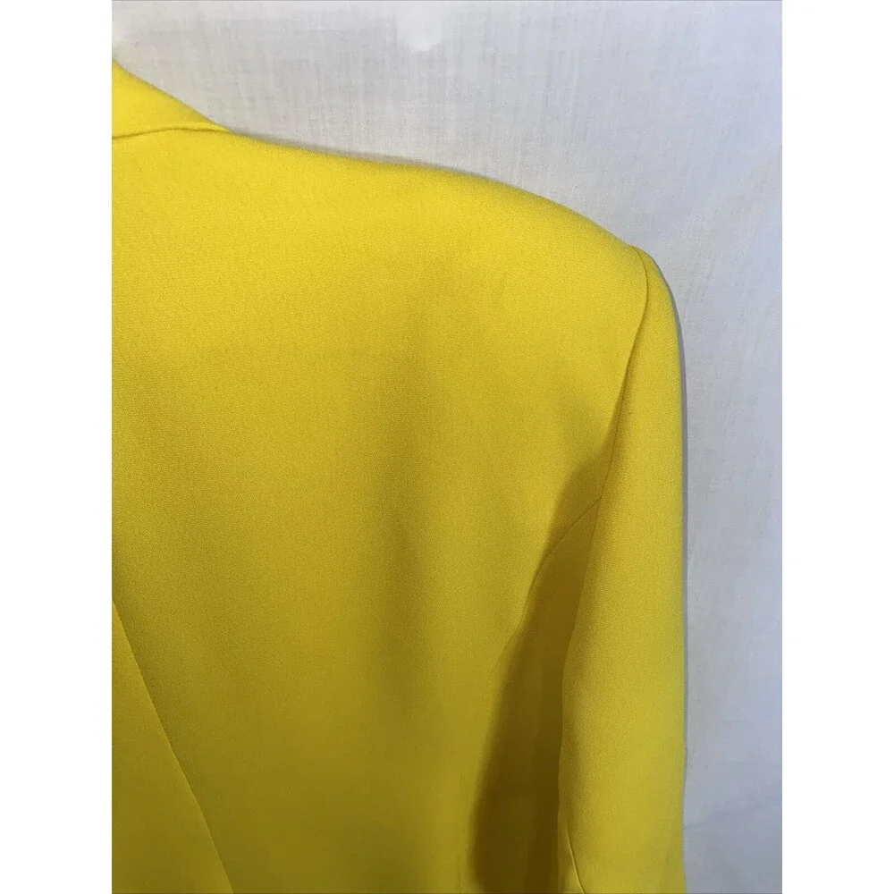 Champagne Italy Dress Blazer Women's Size 24 Yellow Long Sleeve Button Front